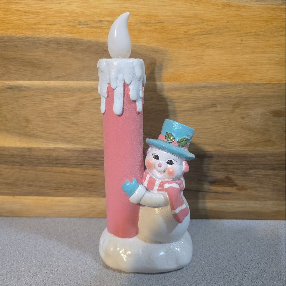 Mr. Christmas 9" LED Lighted Candle Snowman Figurine Retro-Style Holiday HTF